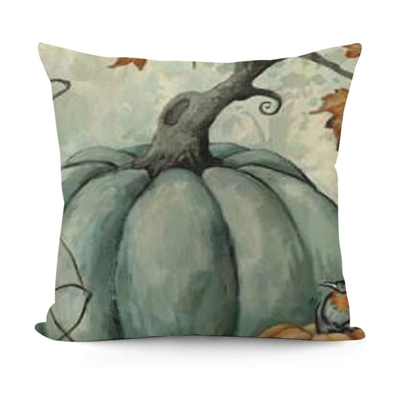 SHANXI Fall Blue Pumpkin Buffalo Plaid Pillow Covers Autumn Thanksgiving Throw Decorative Pillows Outdoor Farmhouse Cases For Home Couch Bed Sofa Chair Decor (BZ) 12x12in