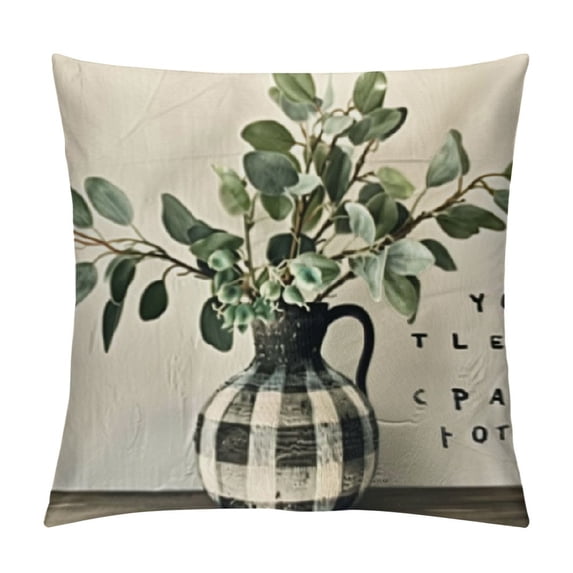 SHANXI Farmhouse Pillow Covers Truck Eucalyptus Leaves Home Sweet Home Decorative Throw Pillow Covers Spring Farmhouse Decor Pillow Case for Sofa Couch 24x24in