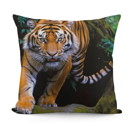 SHANXI Fierce Tiger Pillowcases Striped Skin Forest Wild Animal Art Print Pillow Case Decorative Throw Pillow Cover for Home Sofa Office 20x20in