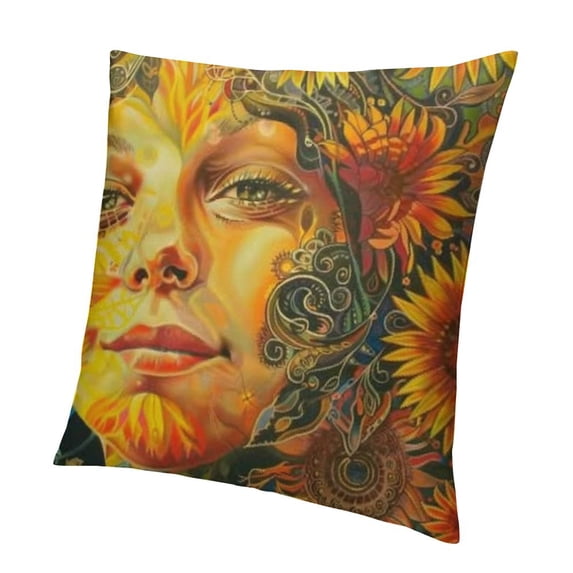 SHANXI Flower Botanical Leaves Sun Orange Comfortable Ornaments Soft Bedroom Sofa Playroom Square 12x12in