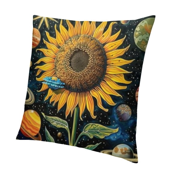 SHANXI Flower Throw Pillow Covers Planet Designs Earth Moon Star Sunflower Pretty Leaves Plant Yellow Green 20x20in