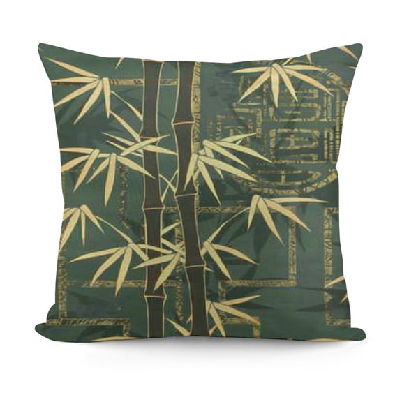 SHANXI Folk Art Throw Pillow Cushion Cover, Eastern Style Composition Oriental Motifs Leaves Elements Circular Maze, Decorative Square Accent Pillow Case, ", Ivory Teal and Tan 18x18in