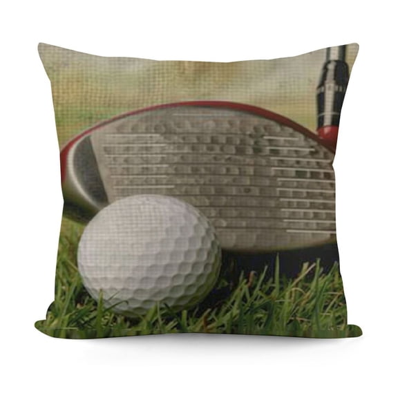 SHANXI Golf Course Golf Club and Ball Throw Pillow Case Cushion Cover 12x12in