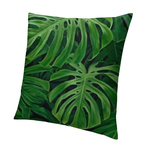SHANXI Green Plants Tropical Leaf Summer Palm Tree Leaf Outdoor Decorative Linen with for Sofa Bed Couch Car Living Room Decor 12x12in