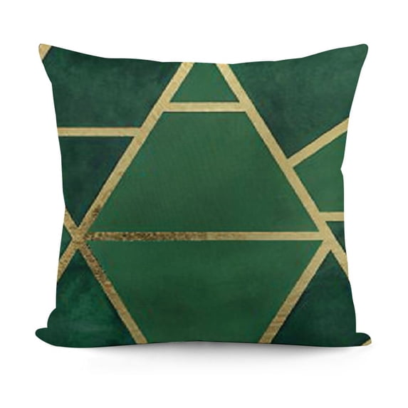 SHANXI Green & Gold Pattern Velvet Throw Pillow Covers Sofa Pillowcase Car Square Throw Pillowcases Home Decoration 18x18in