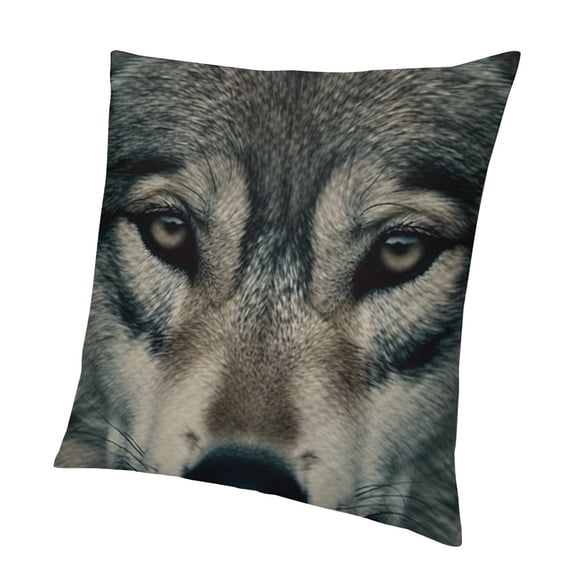 SHANXI Grey Wolf Throw Pillow Case Winter Timber Wolf Face Portrait Gray Black Decorative 24x24in