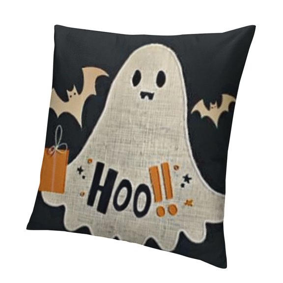 SHANXI Halloween Decorative Pillow Covers Orange Ghost with Patch Shh. Throw Pillow Cases Square 12x12in