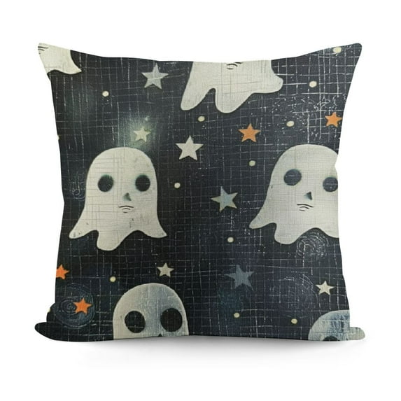 SHANXI Halloween Pillow Covers Black And White Ghost Throw Pillow Covers Farmhouse linen Pillowcases Decoration Outdoor Halloween Pillows Decorative For Halloween Home Sofa Decor 12x12in