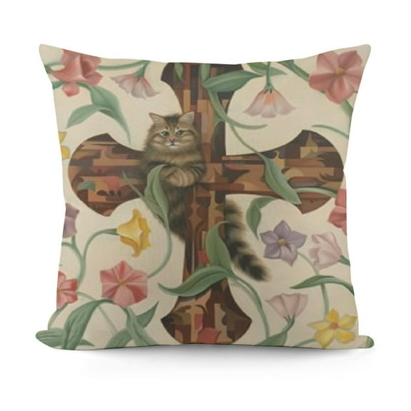 SHANXI Happy Easter Pillow Covers Floral Cross He is Risen Rabbit Bunny Carrot Striped Farmhouse Decorative Throw Pillowcases for Home Sofa Couch Decoration G 12x12in