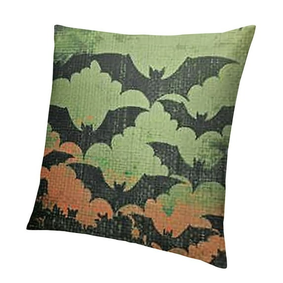 SHANXI Happy Halloween Black Orange Green Decorative Square Couch Pillow Cases Fall Decor Throw Pillows for Room Porch Patio Couch Outdoor 18x18in