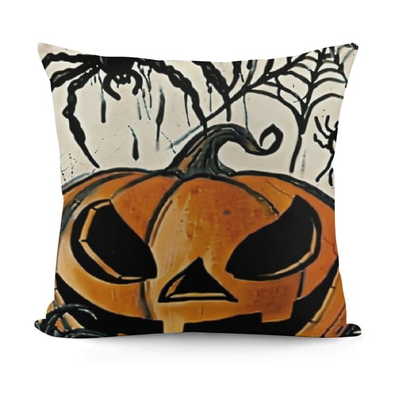 SHANXI Happy Halloween Decorative Pumpkin Truck Porch Patio Outdoor Pillowcase, Jack O Lantern Fall Holiday Cushion Case Home Decor 12x12in