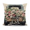 thumbnail image 1 of SHANXI  Home Sweet Home Farmhouse Eucalyptus Leaves Throw Pillow Covers,  Truck Stripes Buffalo Plaid Cushion Case Decorations  12x12in, 1 of 5