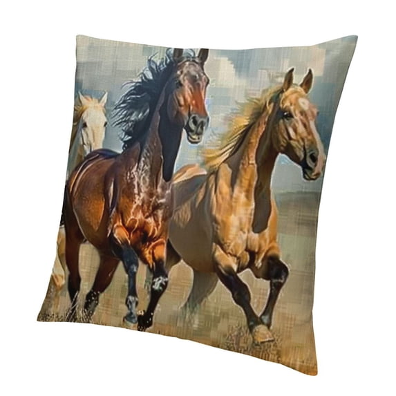 SHANXI Horse Pillows Decorative Throw Pillow Cover Case Run in The Wild Wind Sand 24x24in