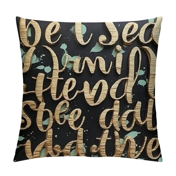 SHANXI Inspirational Quotes Throw Pillow Case Cushion Cover for Sofa Couch Gold Hearts on Hand Drawn Blue Striped Pillow Cover 20x20in