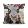 thumbnail image 1 of SHANXI Just A Girl Who Lovers Cows Floral Throw Pillow Case Leopard Print Floral Dairy Cow Decorative Cushion Cover 18x18in, 1 of 5