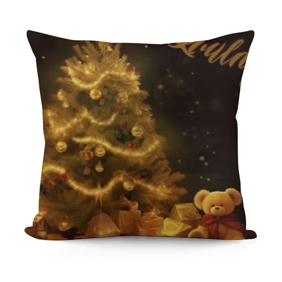 SHANXI Merry Christmas Pillowcase Black Background with Glittering Gold Christmas Tree Pattern Throw Pillow Cushion Cover Home Office Bed Decorative 12x12in