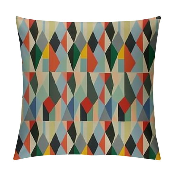 SHANXI Mid Century Throw Pillow Cushion Cover, Colored Drop Shapes Abstract Symmetrical Grid Greyscale Background, Decorative Square Accent Pillow Case Pale Blue 18x18in
