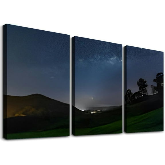 SHANXI Milky way star and Tea Malaysia Canvas Wall Art Bathroom Decor Paintings Pictures for Bedroom Wall Decor Above Bed Living Room Wall Decoration Office Artwork 12"x16"x3pcs