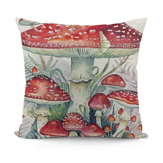 SHANXI Mushroom Throw Pillow Covers Various Mushrooms Green Pink Decorative Pillows Soft Velvet Cushion Cases for Couch Sofa Bed Home Decor 24x24in