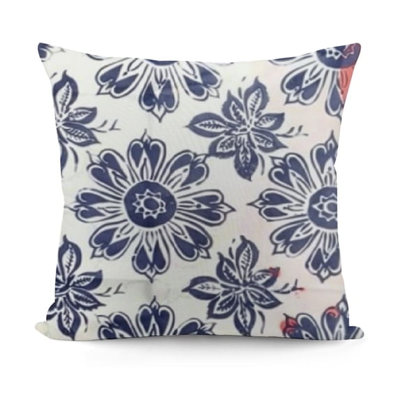 SHANXI Navy Blue Floral Pillow Covers Rustic Flower Accent Couch Pillow Cases Blue White Throw Pillows Farmhouse Home Decor for Room Bedroom Porch Patio Cushion 24x24in