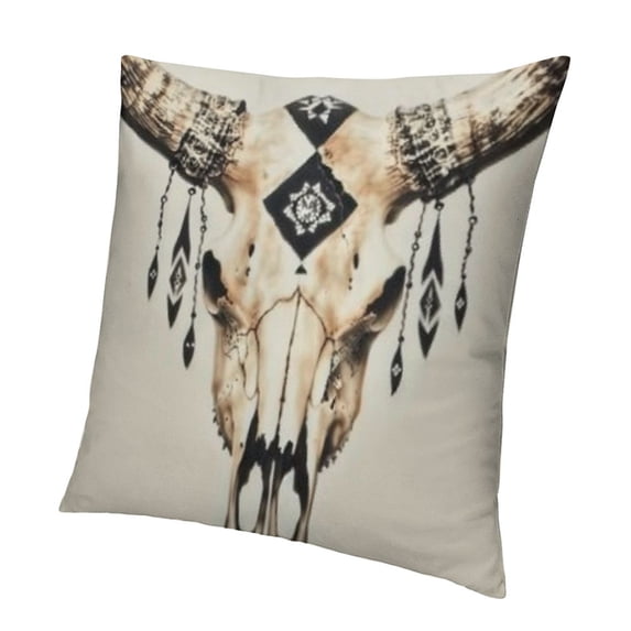 SHANXI Pillow Cover Western Bull Skull Soft Pillow Covers Cushion Cover Decor for Sofa Couch Bed 20x20in