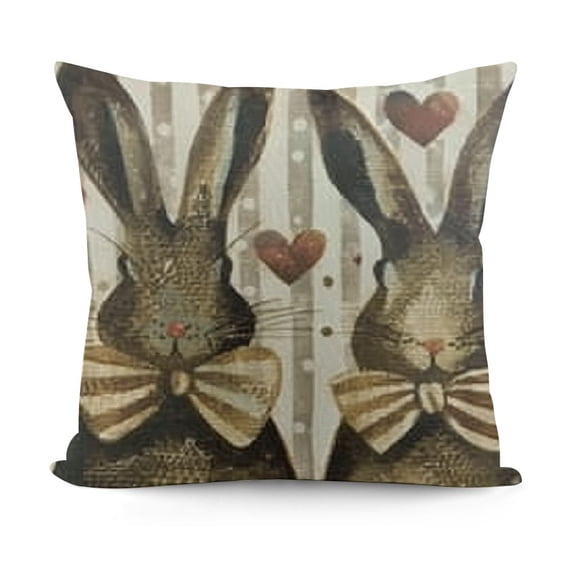 SHANXI Pillow Covers Brown Heart Throw Pillow Covers Spring Pillowcases Linen Cushion Covers for Couch Bed Sofa Chair Decor 18x18in