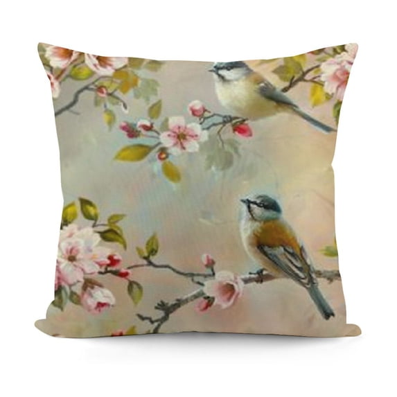 SHANXI Pillow Covers Brown Japanese Cherry Tree Blossom Throw Pillow Covers Flower Pillowcase Linen Cushion Cover for Sofa Couch Bedroom Home Decor 20x20in