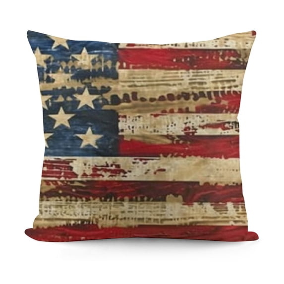 SHANXI Pillow Covers Patriotic American Flag Decorative Pillow Cases Red Gold Stripes Independence Memorial DayThrow Pillows Home Decor for Sofa Couch Porch Outdoor 20x20in