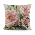 thumbnail image 1 of SHANXI  Pink Blooming Romantic Roses Throw Pillow Covers Vintage Natural Flower Bouquet Art Design Square Pillowcases for Home Decor Sofa Car Bedroom Pillow case  12x12in, 1 of 5