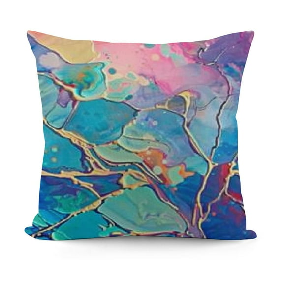 SHANXI Pink Blue Pillow Covers - Ink Texture Throw Pillow Cover Abstract Painting Pillow Cases Blue Purple Aqua Cushion Cases Beautiful Blue Effect Home Decor 20x20in