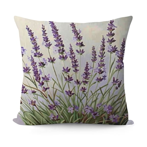 SHANXI Purple Lavender Flowers Pillowcases Floral Vector Illustration Art Painting Pillow Case Decorative Throw Pillow Cover for Home Sofa Office 24x24in