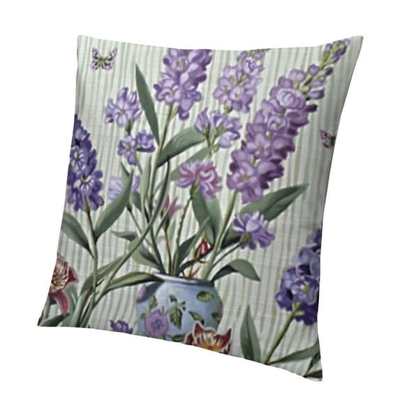 SHANXI Purple Lavender Flowers Pillowcases Floral Vector Illustration Art Painting Pillow Case Decorative Throw Pillow Cover 20x20in