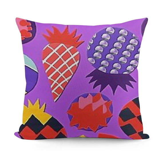 SHANXI Purple Pink Pineapple Fruit Summer Artistic Abstract Tropical Fruit Pillow Covers Pillowcases Home Decor Bed Couch Sofa Office Living Room Cushion 12x12in