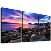 SHANXI Rocks Dark Canvas Wall Art Bathroom Decor Pictures for Bedroom Wall Decor Above Bed Living Room Wall Decoration Office Artwork 12"x16"x3pcs