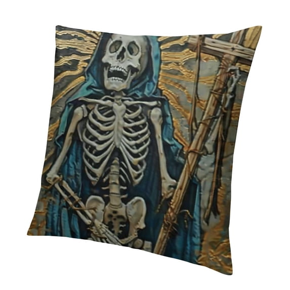 SHANXI Skull Torch Pattern Blue Orange Velvet Comfortable Ornaments Soft Patio Room Playroom Square Cushion Covers 24x24in