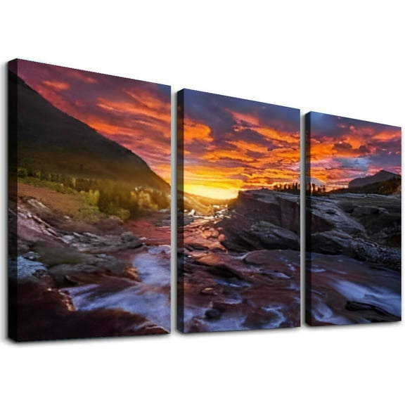 SHANXI Sky and Water Canvas Wall Art Decor Pictures for Bedroom Wall Decor Above Bed Living Room Wall Decoration Bathroom Office Artwork 12"x16"x3pcs
