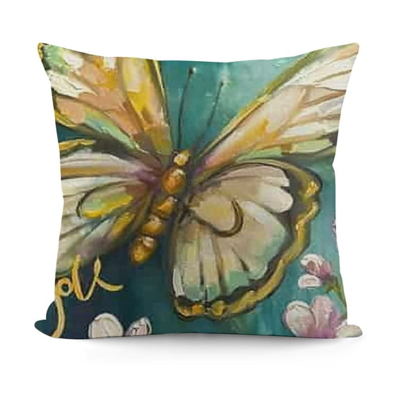 SHANXI Spring Pillow Cover Yellow Butterfly Decorations Seasonal Farmhouse Summer Pillow Case Decor for Sofa Couch 22x22in