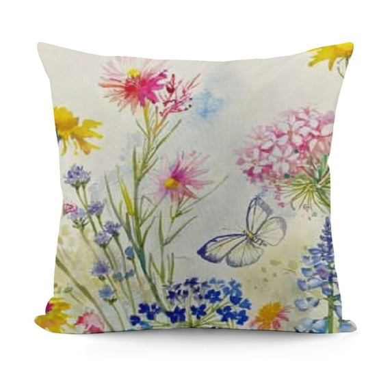 SHANXI Spring Pillow Covers ,Floral Butterfly Decorations Seasonal Summer Farmhouse Pillow Case Decor for Sofa Couch 20x20in