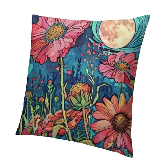 SHANXI Spring Throw Pillow Covers Square Botanical Abstract Floral Dragonfly Leaves Bohemian red Green Blue Velvet Comfortable Decorative Couch Bedroom 22x22in