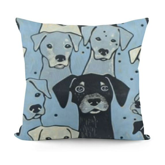 SHANXI Square Throw Pillow Covers Cute Cartoon Dogs Pillow Cases Decorative for Home Bedroom Sofa Seamless Puppy Pattern Watercolor Painting Pillowcases 12x12in