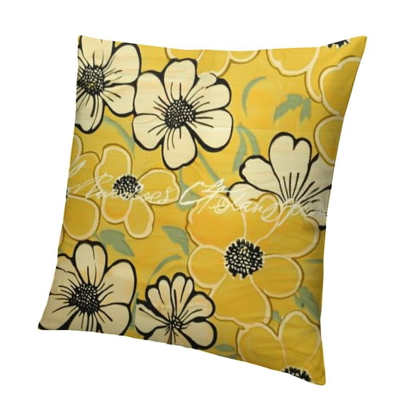 SHANXI Summer Pillow Covers Watercolor Throw Pillow Case Bloom Summer Yellow Decorative Cushion Cover 12x12in