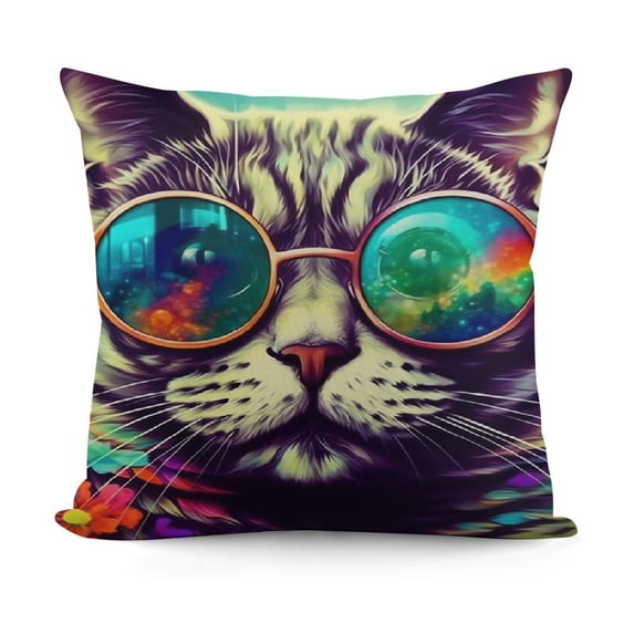 SHANXI with Sunglass Throw Pillow Cover, Decorative Cushion Case, Home Room Bed Couch Spring Summer Fall Autumn Winter Halloween Christmas Decor Gift Soft Pillowcase 18x18in