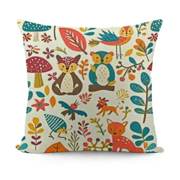 SHANXI Throw Cute Fox Square Pillowcases for Home Decor Sofa Car Bedroom Forest Animal Cartoon Painting Pillow Cases 22x22in