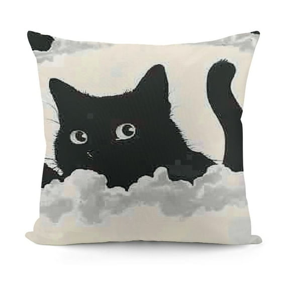 SHANXI Throw Pillow Cover Print for for Couch Sofa Black and White Cat Lover's Gift Decorative Pillowcase Outdoor Pillows Cover 24x24in