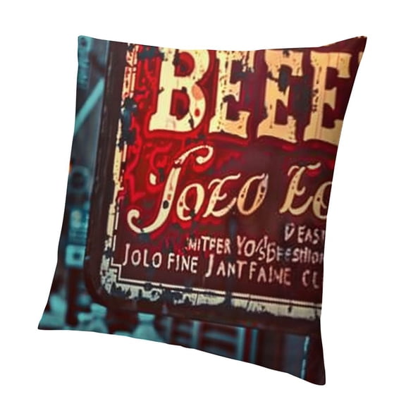 SHANXI Throw Pillow Covers Beer Quote Lettering Throw Pillows Cases Vintage Bottle Cap with Red Cushion Cover Couch Car Holiday Decoration 18x18in
