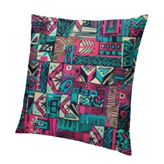 SHANXI Throw Pillow Covers Black Pink Turquoise and White African Tribal Art Backdrop Bohemian 22x22in