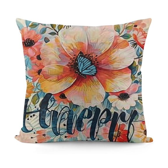 SHANXI Throw Pillow Covers Colored Flower Wreath with Quote Words Printed Decorative Pillow Case Cushion Cover Home Decoration 18x18in