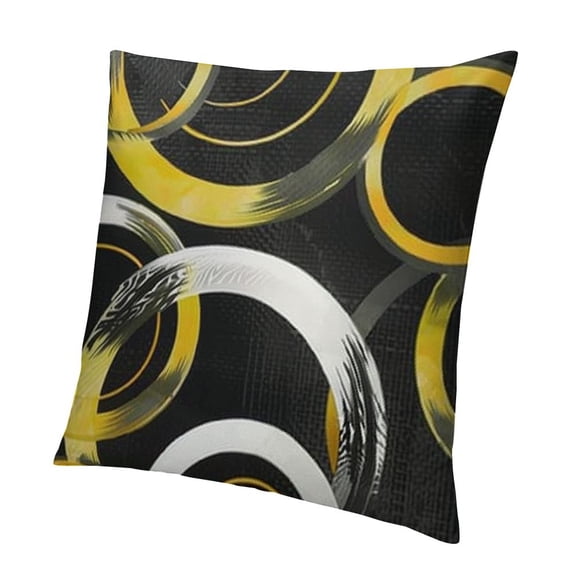 SHANXI Throw Pillow Covers for Couch Sofa Bed,Geometric Circle Decorative Pillows Cushion Covers,Modern Abstract Art Yellow White Black Pillow 22x22in