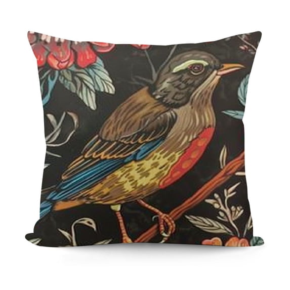 SHANXI Throw Pillow Covers Cute Colorful Birds On Branches Square Pillowcases for Home Decor Sofa Car Bedroom Colorful Floral Leaves Watercolor Painting Pillow Cases 20x20in