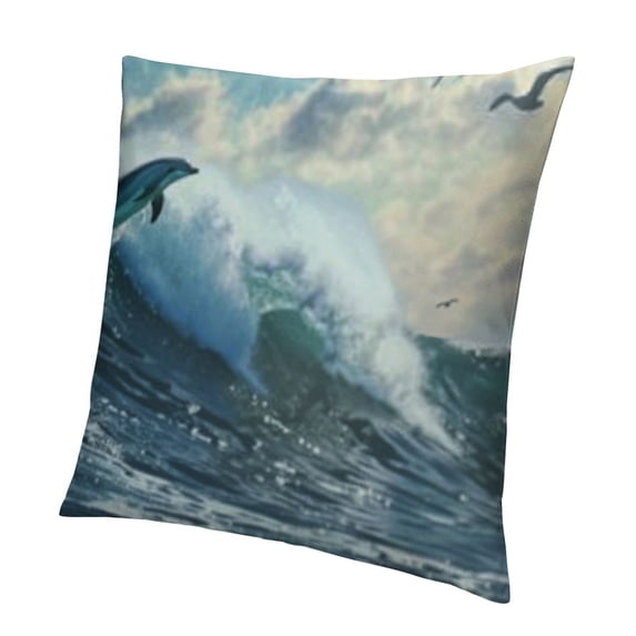 SHANXI Throw Pillow Covers Home Decor Happy Dolphins Ocean Seascape Hawaii Sea Pillow Cases Decorative 20x20in